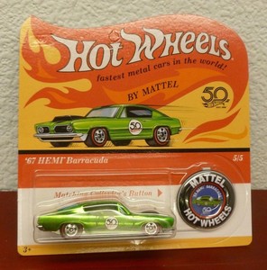 hot wheels 50th anniversary 67 hemi barracuda