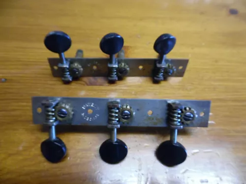 Vintage Kluson Patent Waverly 3x3 Plate tuners Black Buttons Gibson Regal 1930's