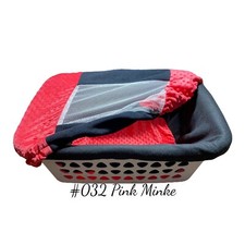 Fleece 032 "Pink Minke" Laundry Basket Liner Set for Whelping Puppies