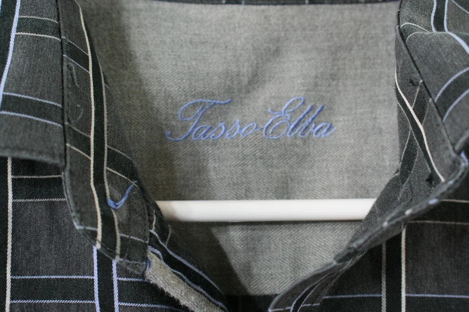 Tasso Ella Mens XL Gray Plaid Check Long Sleeve Button Up Shirt - Image 4 of 4