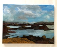 Vintage Oil Painting Lake Powell AZ 16x12" Landscape signed M