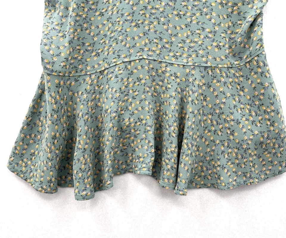 American Eagle Womens Green Floral Print Peplum Tank Top Bottom Size