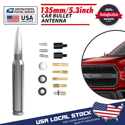 1XSilver BULLET ANTENNA 50 CAL for CHEVROLET SILVERADO 1500/2500/3500/GMC SIERRA