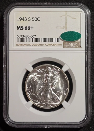 1943-S Walking Liberty Half Dollar NGC MS-66+ CAC