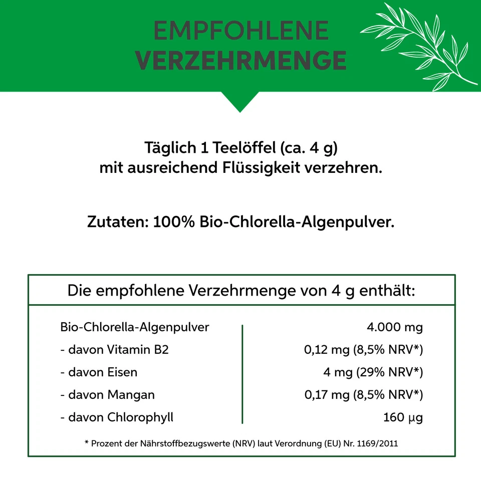 Bio Chlorella Pulver | Premium Rohkost-Qualität | 100% rein ohne Zusätze | Vegan - Bild 4 von 4