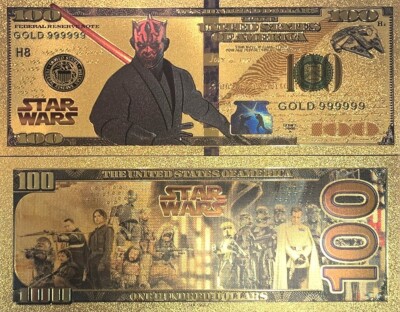 DARTH MAUL: Star Wars Galaxy; .9999 GOLD Plated Note; Comes with display holder