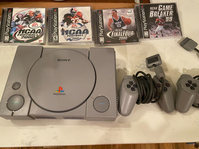 Sony PlayStation 1 Game Console - Gray bundle w/4 games and two controllers