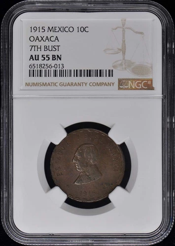 1915 MEXICO OAXACA 10C NGC AU55BN