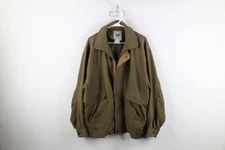 Vintage 90s Streetwear Mens Large Faded Big Pocket Full Zip Bomber Jacket Green