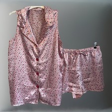 Victoria's Secret Womens MEDIUM Pajama 2-pc Set SATIN PJ's Floral Top/Shorts