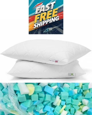 BOUNCE Memory Foam Large Pack Of 2 Pillows Gel Quilted Pillows Firm Support Pillow