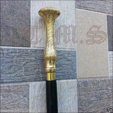 Antique Style Long Brass Designer Handle Walking Cane Stick Vintage Wooden