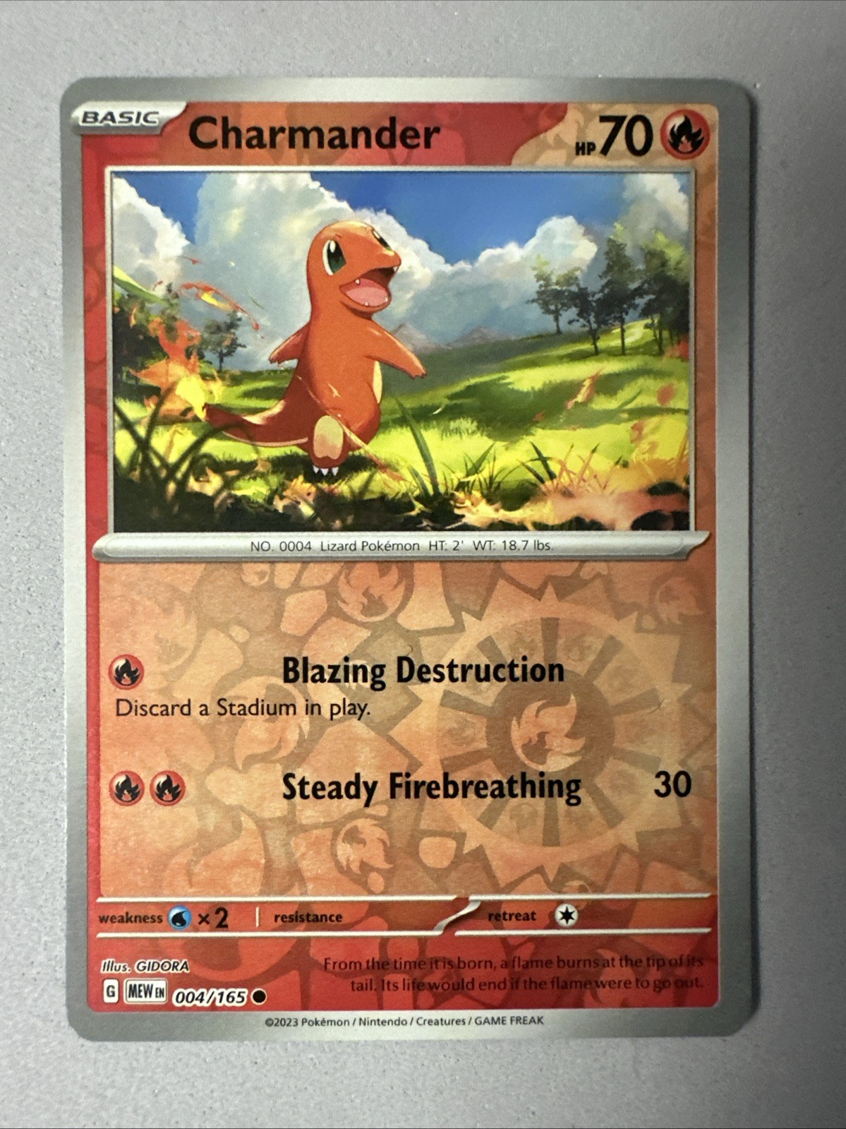 Pokemon TCG * Scarlet & Violet 151  * 004/165 Charmander C * REVERSE HOLO * NM