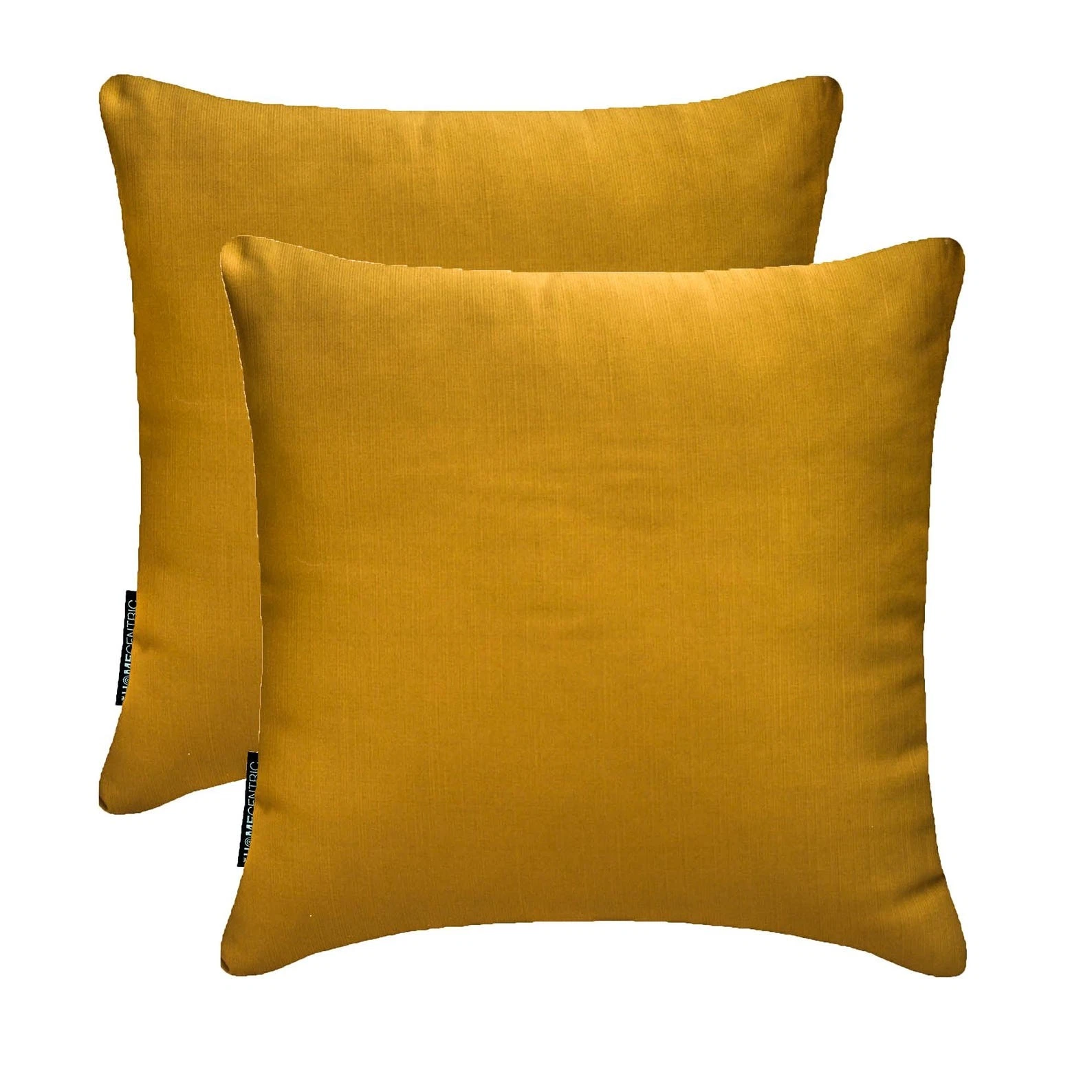 Dark Gold Satin Throw Pillow Covers, 16"x16" (Pack of 2)-Dark Gold Slub Satin