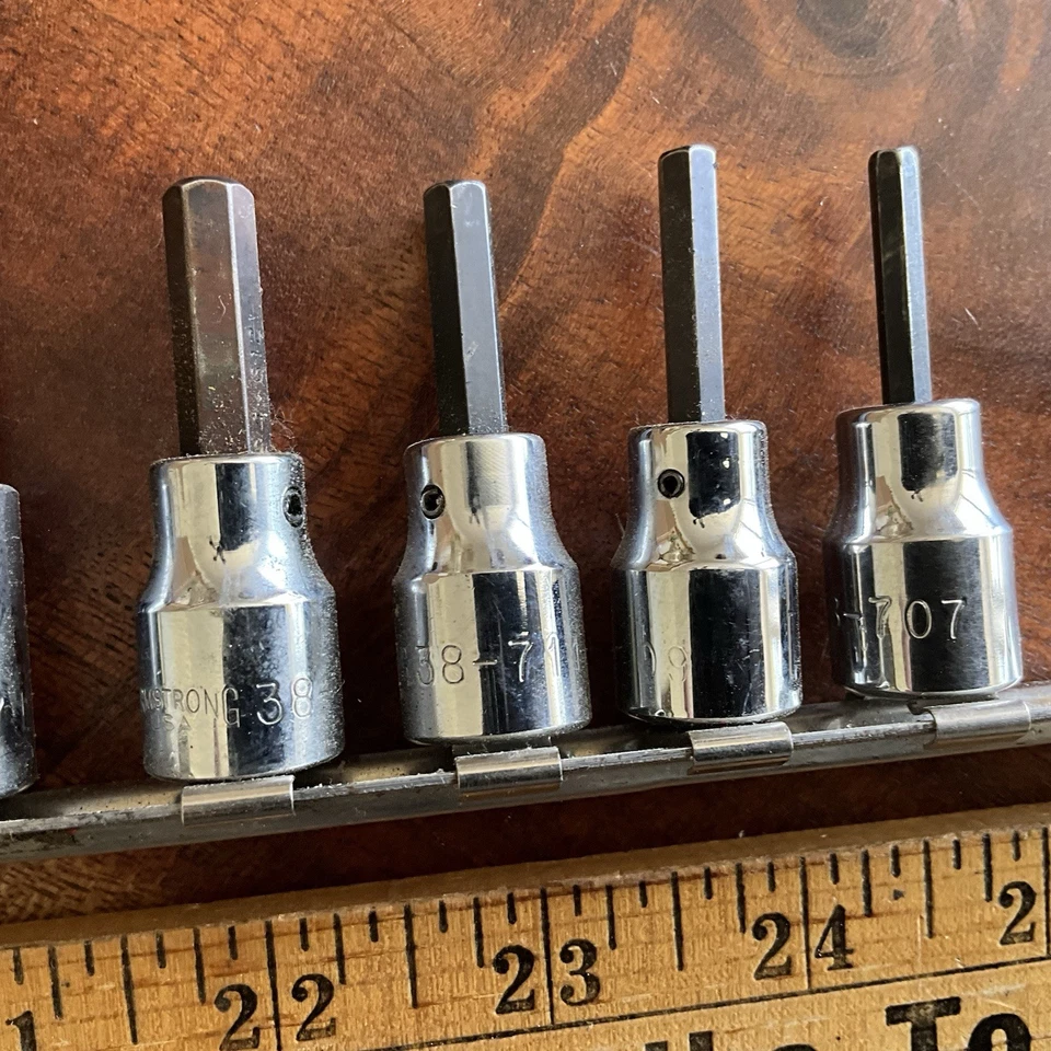 USA Armstrong 6 pc SAE 3/8" Drive Chrome Hex Bit Socket Driver Set 4mm to 10mm - Image 3 of 4