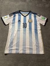 Iconic Messi #10 Argentina 2014 World Cup Rare Home Soccer Jersey Large