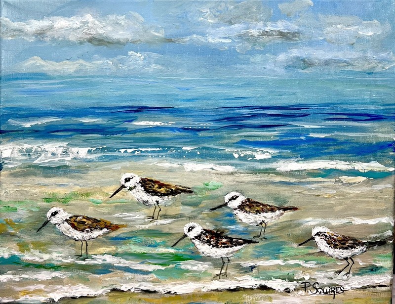 Original Signed 11x14 Acrylic Beach Seascape Painting by California Artist