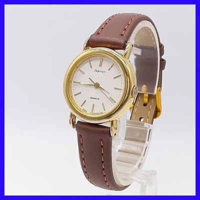 ORIENT Jupiter E4555200 Watches Gold Case White Dial Brown Leather Vintage