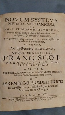 BAZZICALUVE, Ascanio Maria. Novum medizinisch-mechanisches System 1701