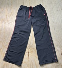 Y2K Adidas Large Track Pants Navy Blue Pink Striped Athletic Workout L