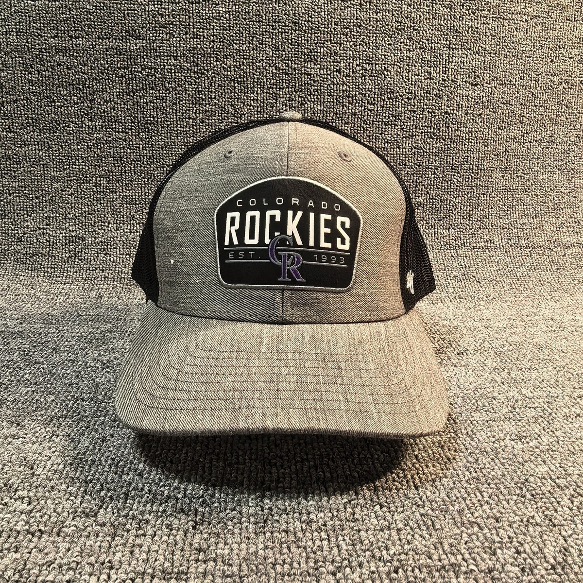 47 Brand Colorado Rockies MLB Trucker Snapback Hat Gray Black Patch