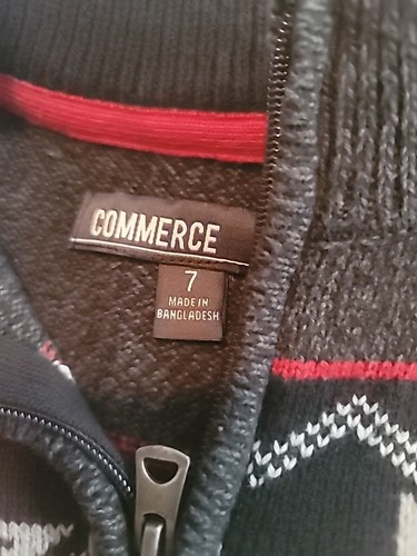 Boys Childs 7 Commerce Quarter Zip Sweater Black Argyle - Picture 4 of 7