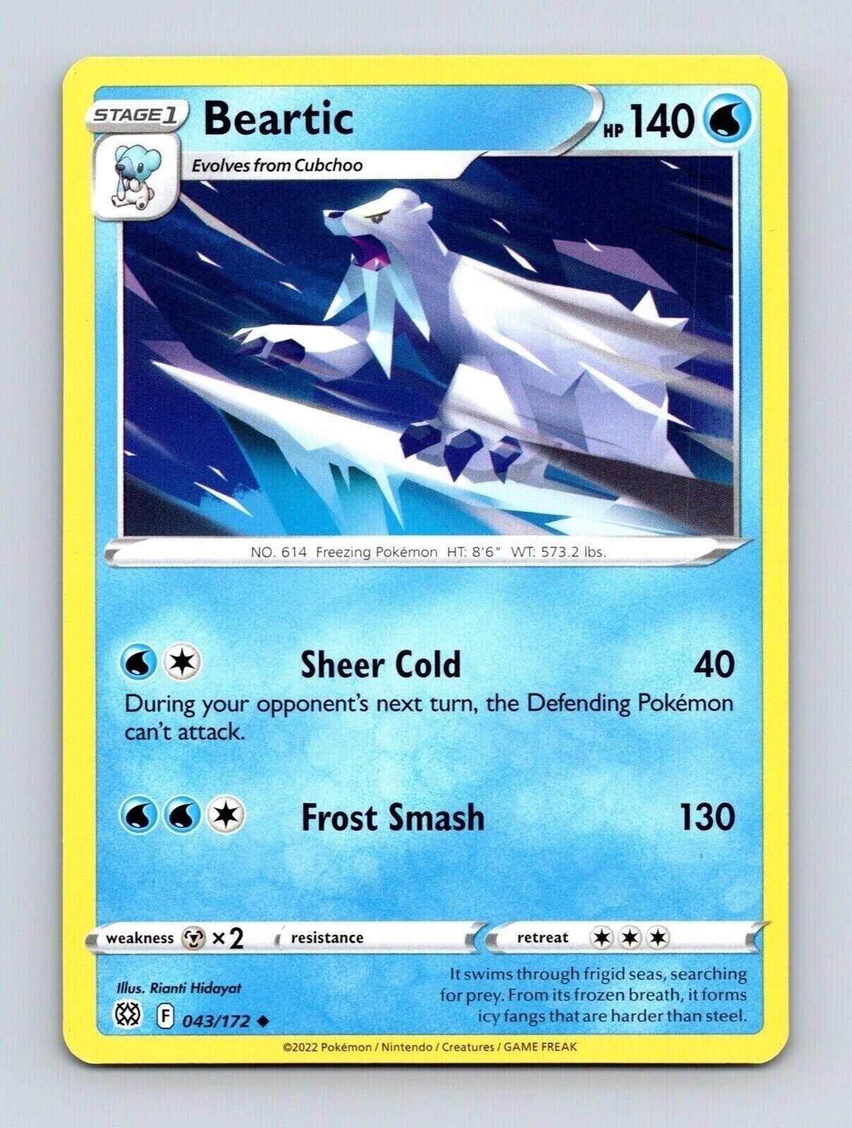 Beartic 043/172 Regular Uncommon Brilliant Stars Pokemon Trading Card TCG