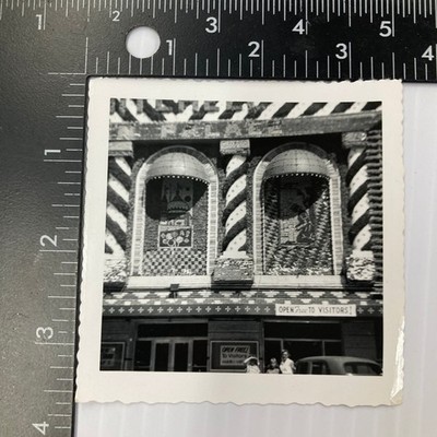 Ornate Building Architecture 1950s Snapshot Photograph ''Open Free!'' Sign