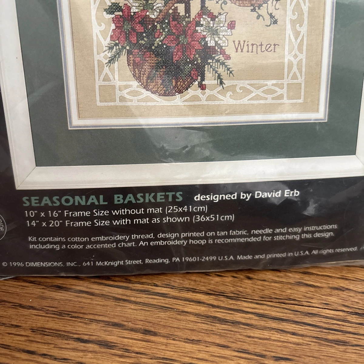 1996 Dimensions Seasonal Baskets Counted Cross Stitch Kit 3157 NEW 10" x 16"