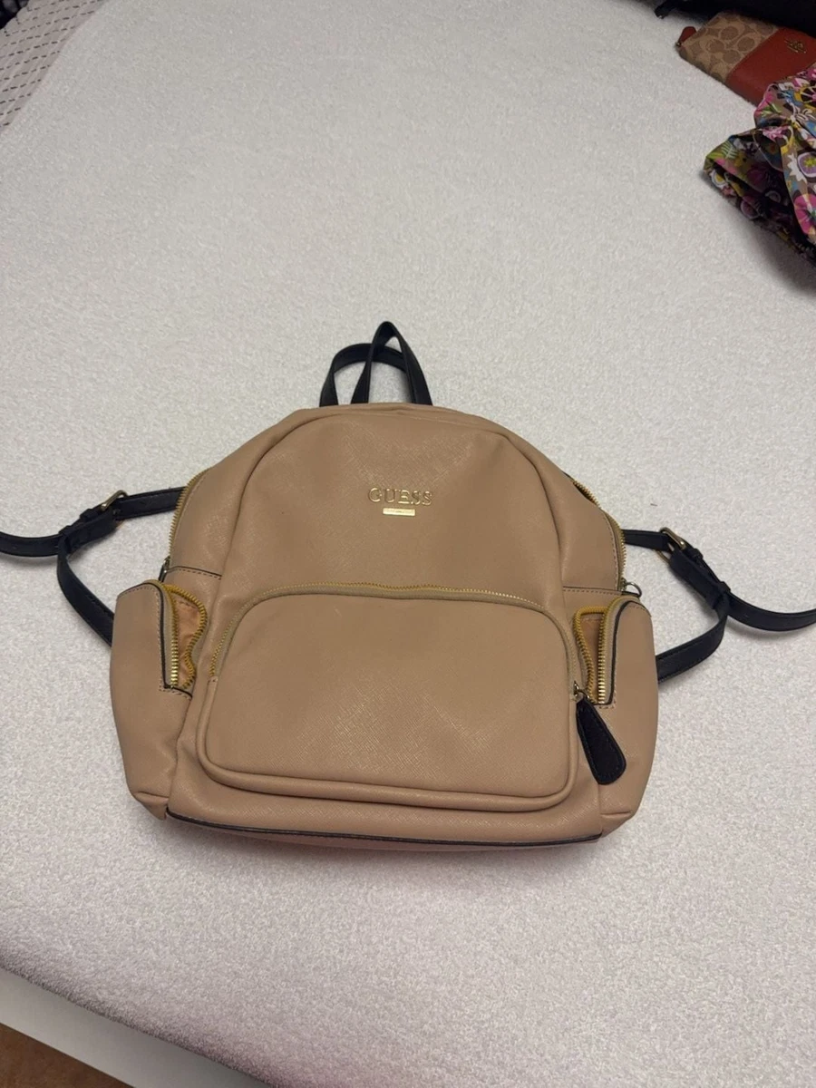 Guess Beige and Black Saffiano Faux Leather Mini Backpack Guess Mini Leather Backpack - Beige | Mercari main image 4