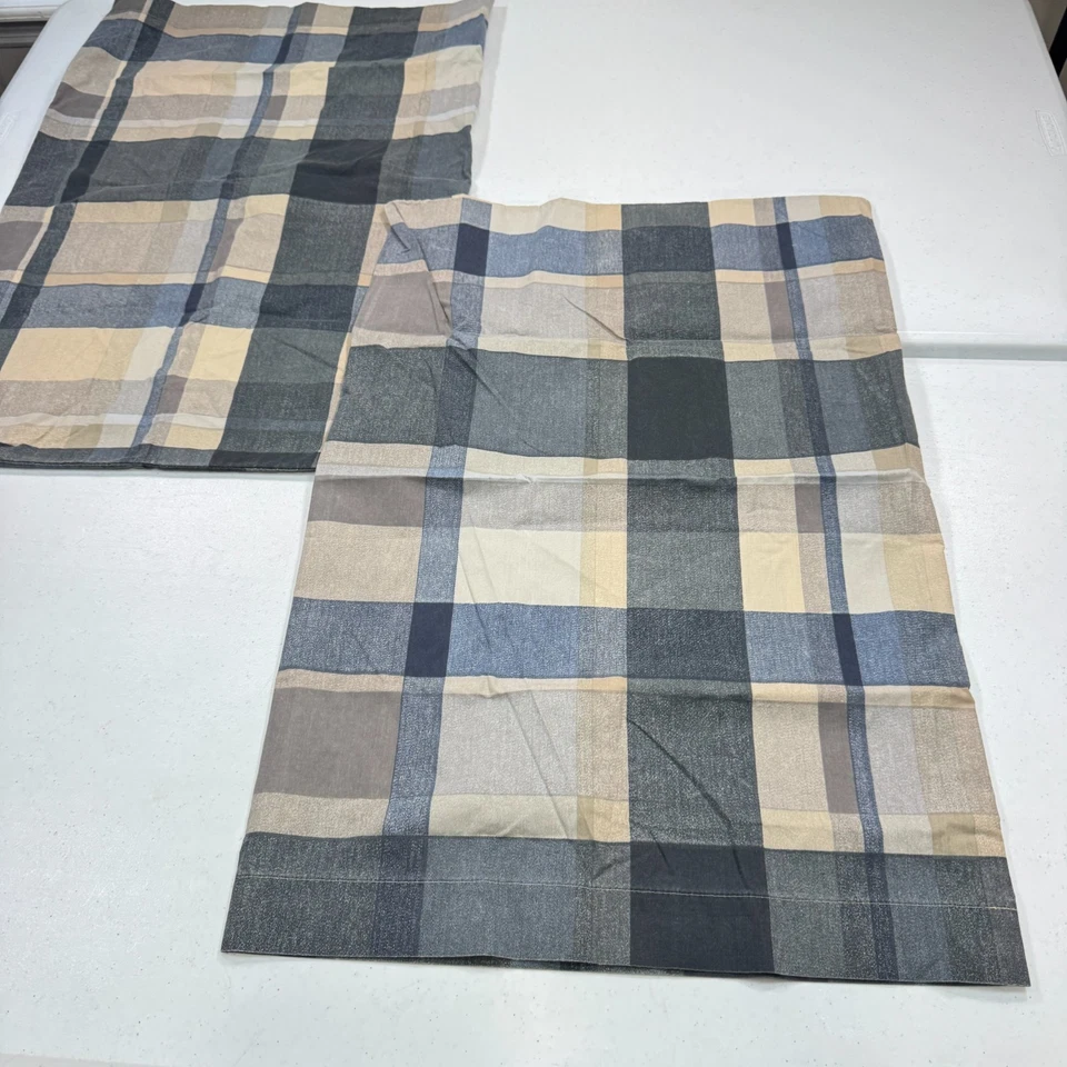 Par de fundas de almohada wamsutta vintage estándar gris a cuadros mezcla de algodón EE. UU. Y2K 90S 80 Foto 2 de 4