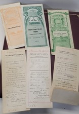 1905 Photo Album & Scrapbook - Antique STOCK CERTIFICATES AND LAND DEEDS
