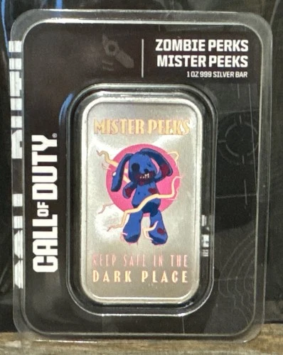 1 oz Silver Call of Duty™ Zombie Perks Mister Peeks Colorized silver bar .999