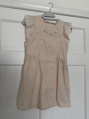 Chloe Girls Peach/Pink Dress Flutter Sleeve Eyelet Ruffle Zip Back Size 10