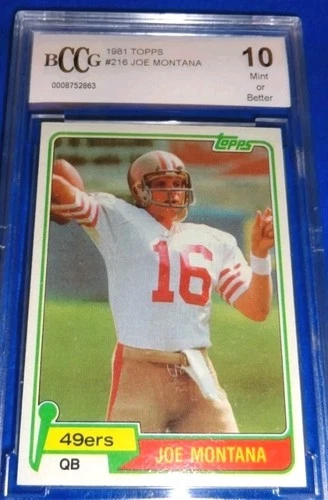 1981 Topps Football Joe Montana RC #216 BCCG 10 Mint or Better!! Beautiful Card