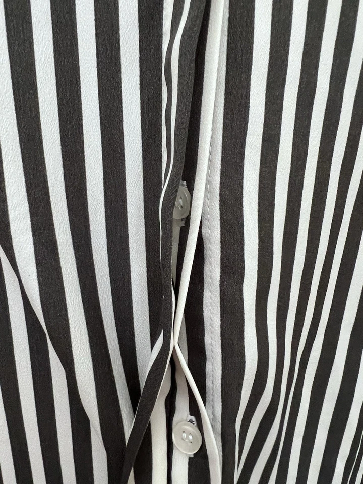 H&M женщин в полоску длинным рукавом темно оливковый зеленый и белый рубашка на пуговицах размер 14 - Изображение 3 из 4