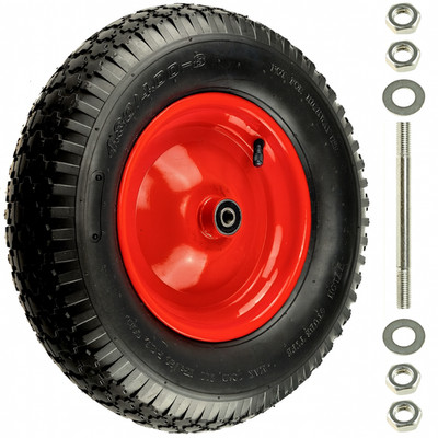 Schubkarrenrad mit Achse 4.00-8 Ersatzrad 390mm Schubkarre Reifen Luftrad