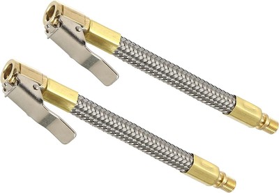 Unifizz 2pcs Air Chuck Inflator Compressor Pump Extension Hose Tire Valve