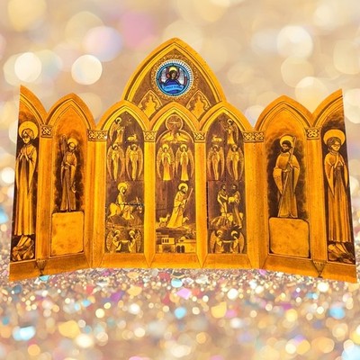 Vintage 1970's Hallmark Tear Away Stained Glass Window Christmas Advent Calendar