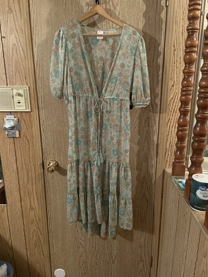 Rode, S/M, Green Floral. Sheer
