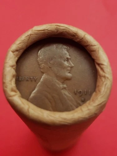 VF 1911-S LINCOLN WHEAT CENT 1924S LINCOLN WHEAT PENNY COIN ROLL ENDS BANKROLLED