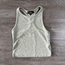 Lulus Tank Top Womens XS Made In USA Ribbed Green Basics Racer back