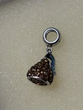 Hershey's Kisses Sterling Silver 925 Brown Crystal Pendant / Charm