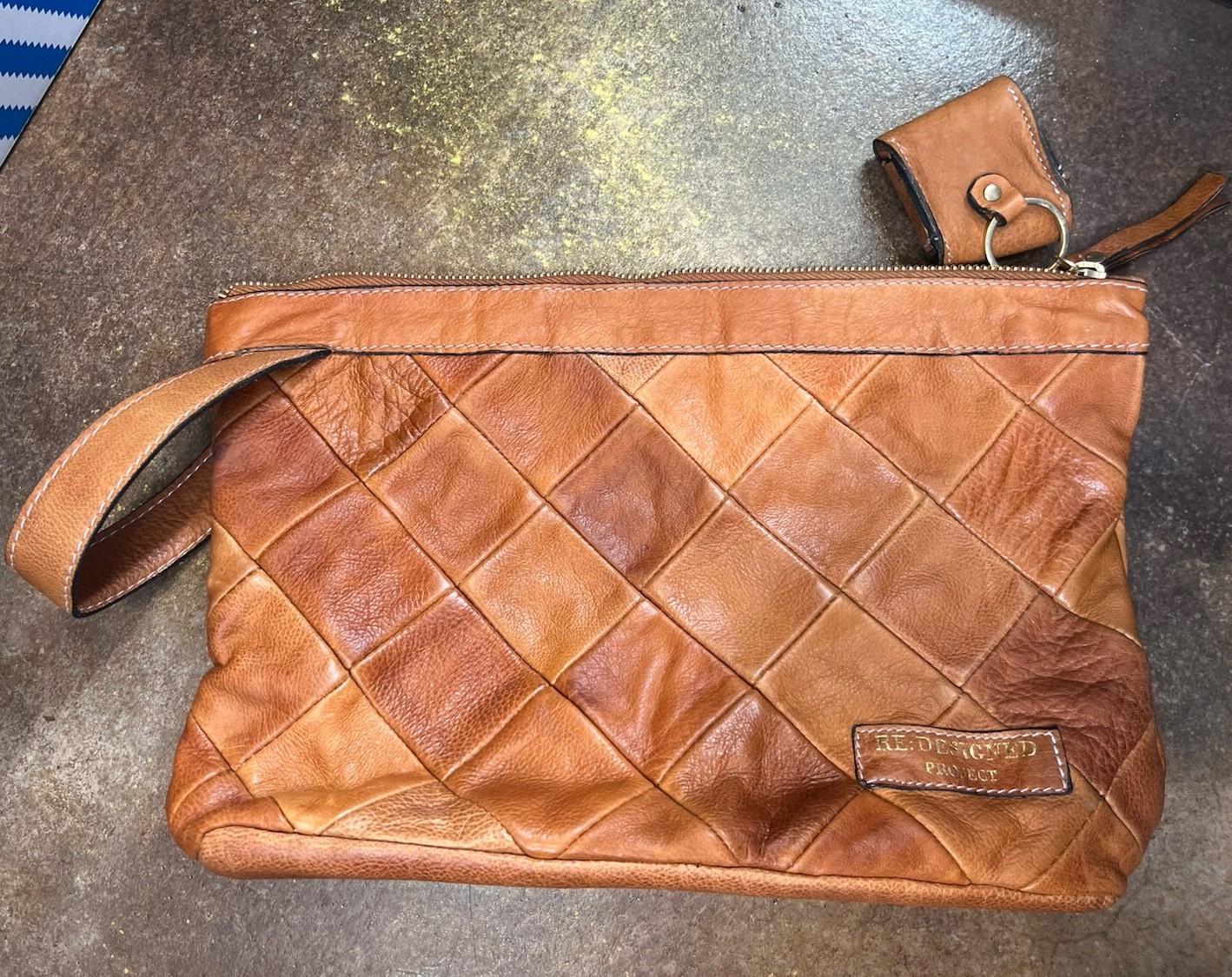 Leather patchwork purse Large Clutch handbag RE:D… - image 7