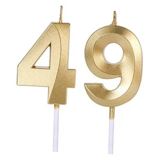 Gold 49th & 94th Birthday Candles for Cakes, Number 49 94 Candle Cake Topper 