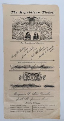 1884 Republican Election Broadside James Blaine & John Logan