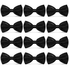 Men's Bowties Formal Satin Solid - 6/12 Pack Bow Ties Pre-tied Adjustable Black