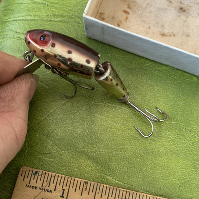 Appât Crankbait Vintage Wright McGill 472-J Miracle Minnow - Rouge Et Blanc, Neuf