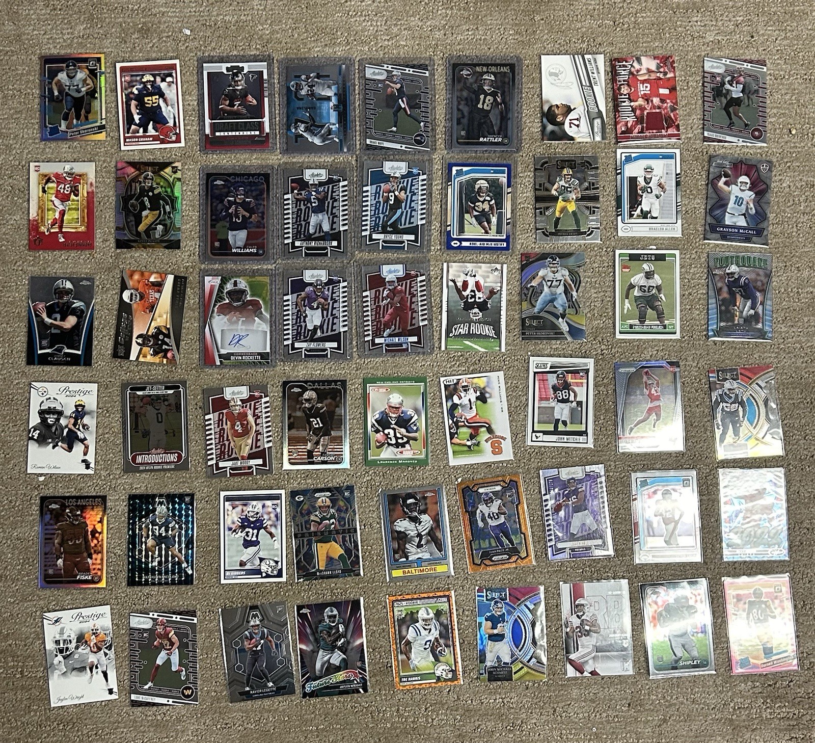 Large Lot Of 54 Football Cards! Includes Rookies, 1 Auto, 1 Die Cut, 1 Patch