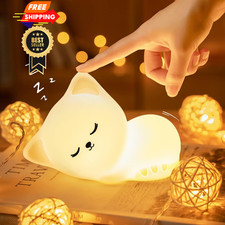 Night Light for Kids,16 Colors Cat Lamp Cute Lamp,Dimmable Basic, White